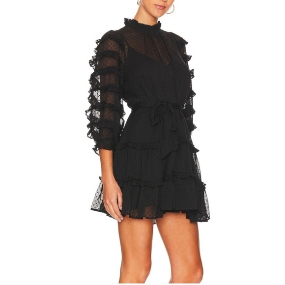 Cleobella Dresses & Skirts - Cleobella Black Ruffled Long Sleeve Dress